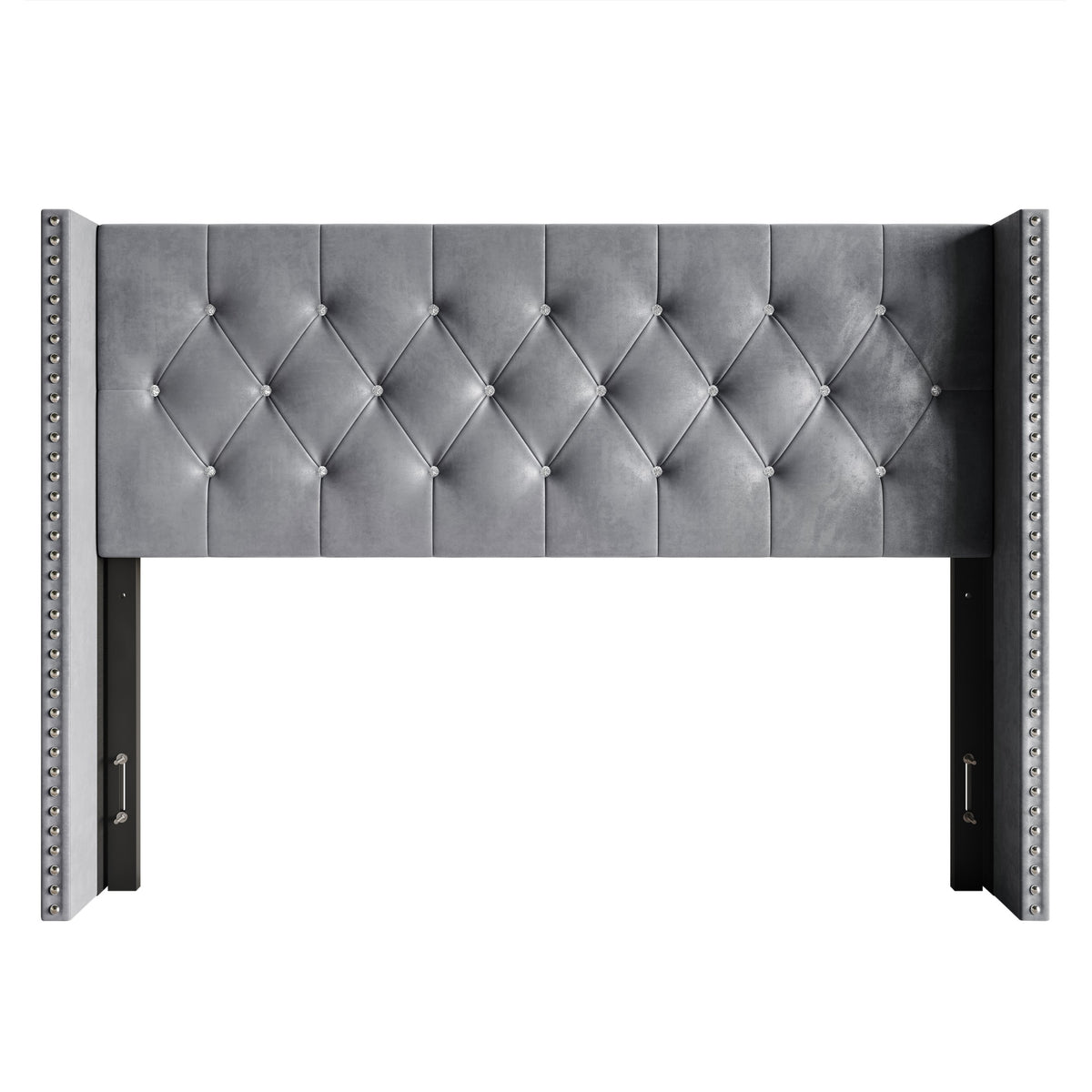 Home Design Gretna Wingback Tufted Upholstered Headboard with Nailhead Trim