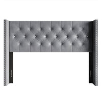 Home Design Gretna Wingback Tufted Upholstered Headboard with Nailhead Trim