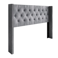 Home Design Gretna Wingback Tufted Upholstered Headboard with Nailhead Trim