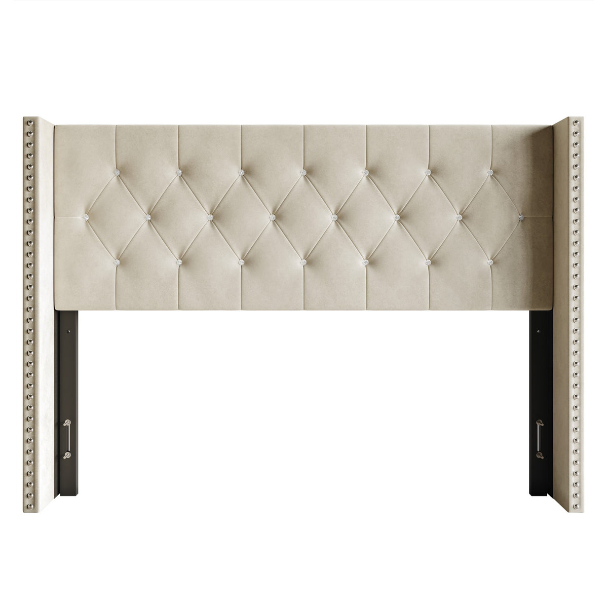 Home Design Gretna Wingback Tufted Upholstered Headboard with Nailhead Trim