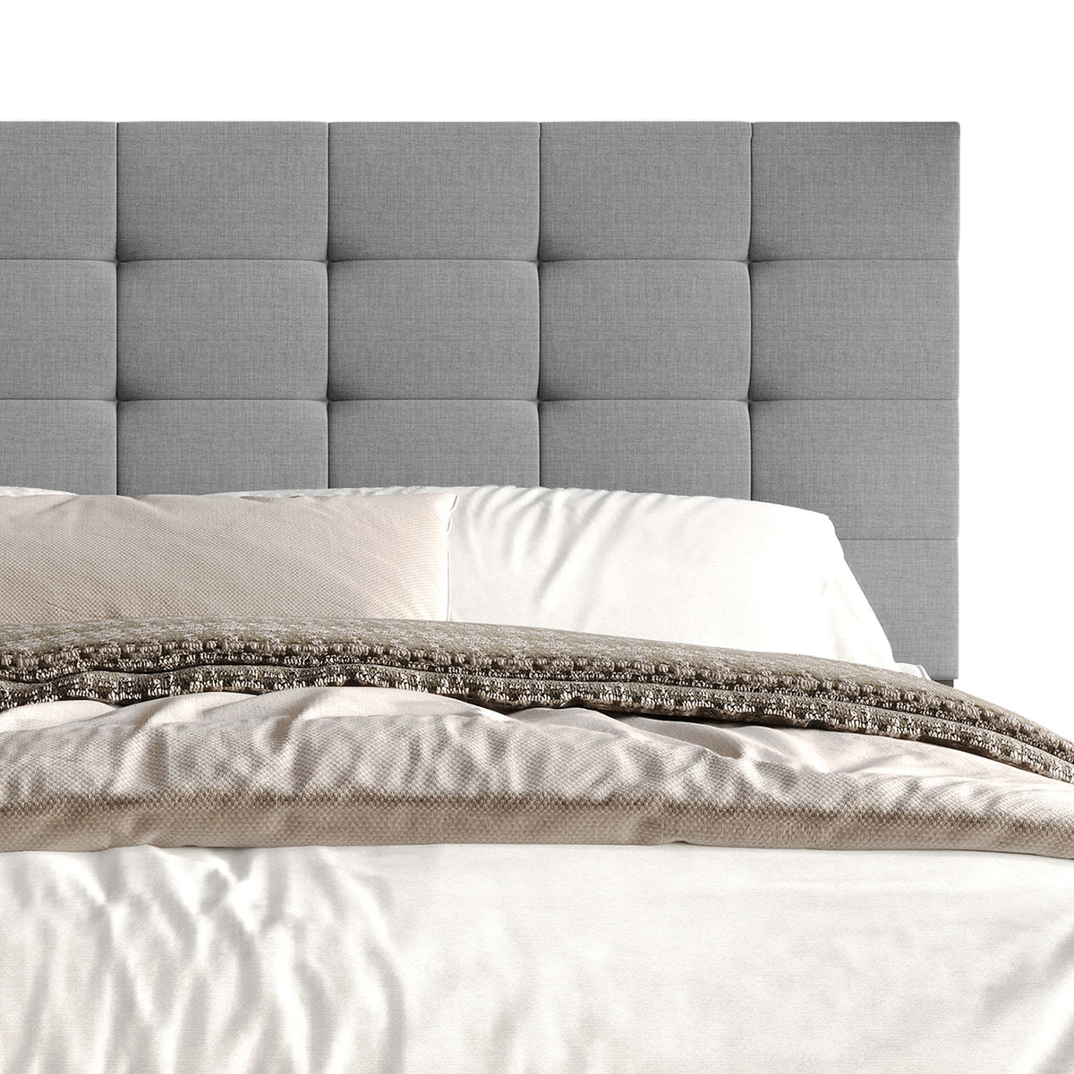 Home Design Haines Linen Upholstered Panel Bed Frame