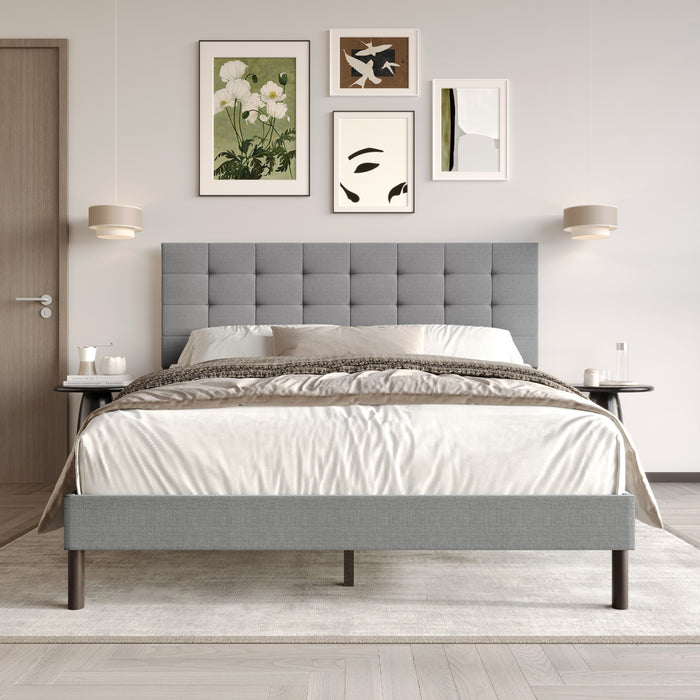 Home Design Haines Linen Upholstered Panel Bed Frame