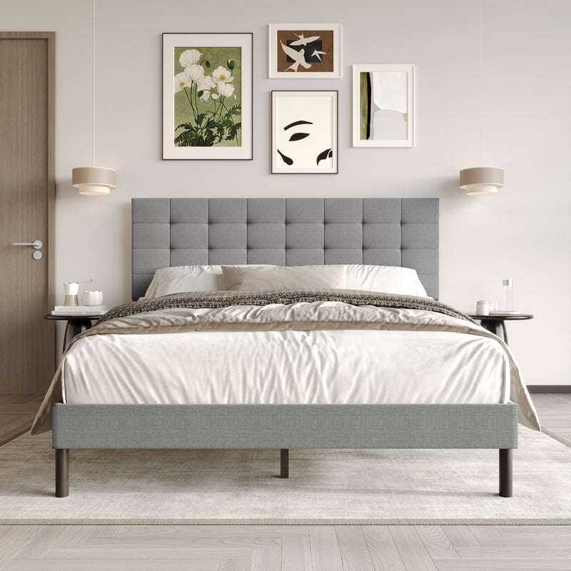 Home Design Haines Linen Upholstered Panel Bed Frame