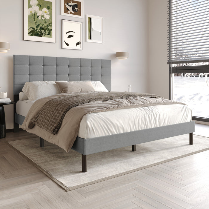 Home Design Haines Linen Upholstered Panel Bed Frame