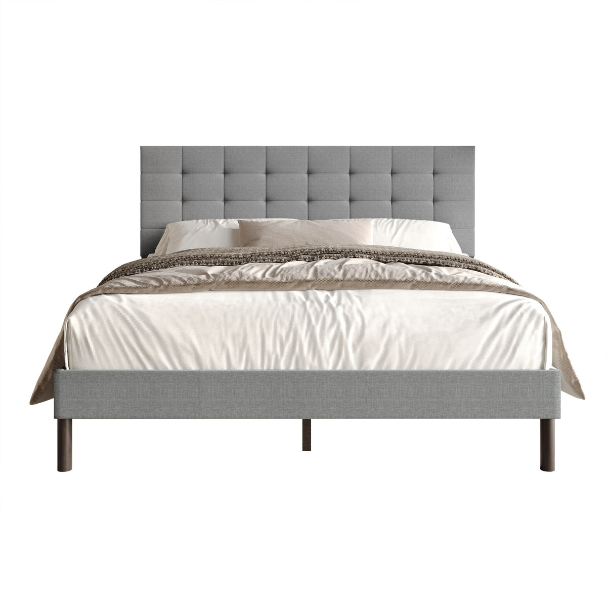 Home Design Haines Linen Upholstered Panel Bed Frame