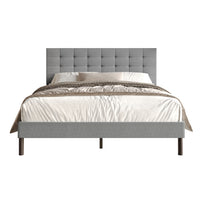 Home Design Haines Linen Upholstered Panel Bed Frame