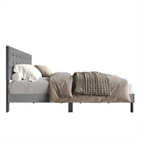Home Design Haines Linen Upholstered Panel Bed Frame