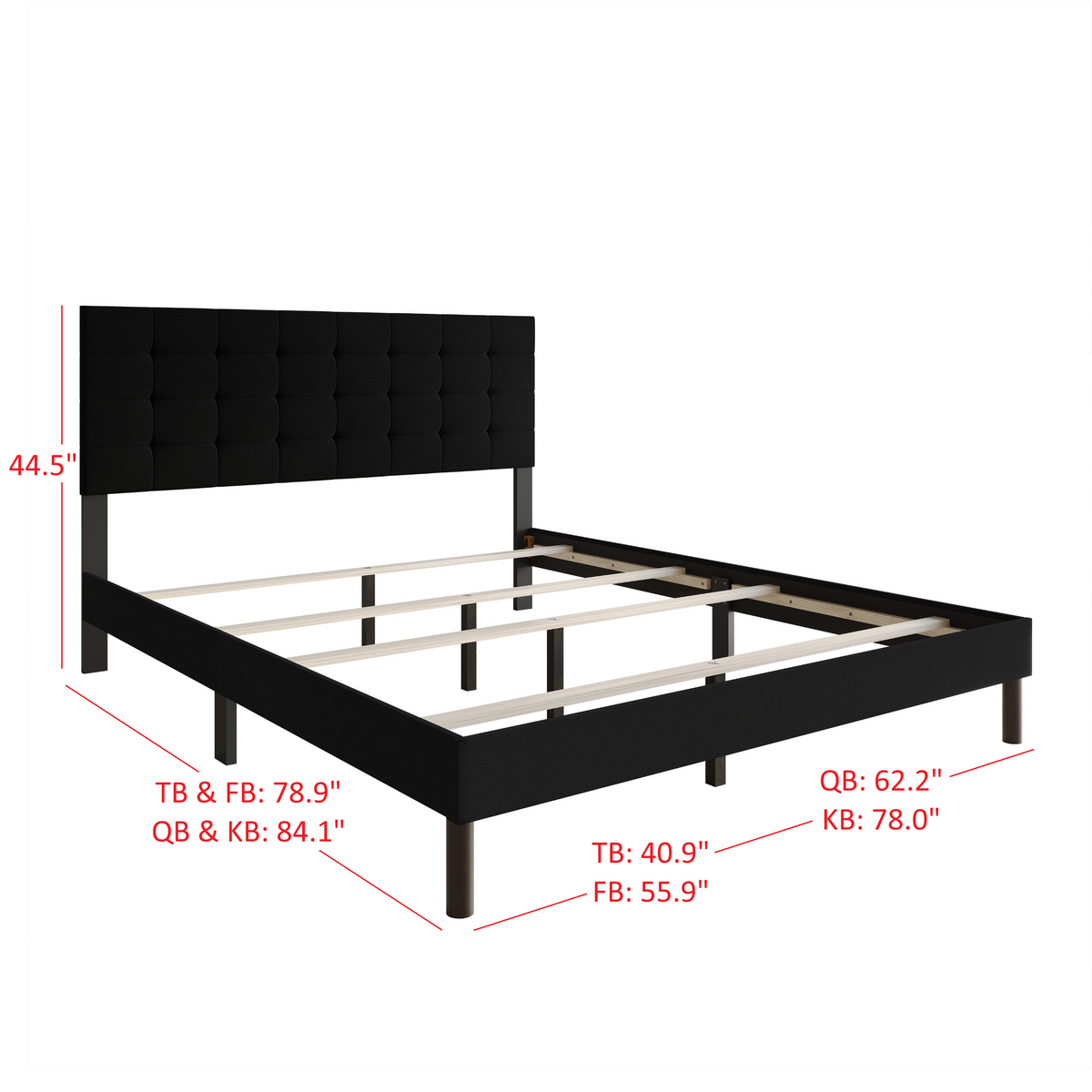 Home Design Haines Linen Upholstered Panel Bed Frame