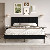 Home Design Haines Linen Upholstered Panel Bed Frame