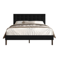 Home Design Haines Linen Upholstered Panel Bed Frame