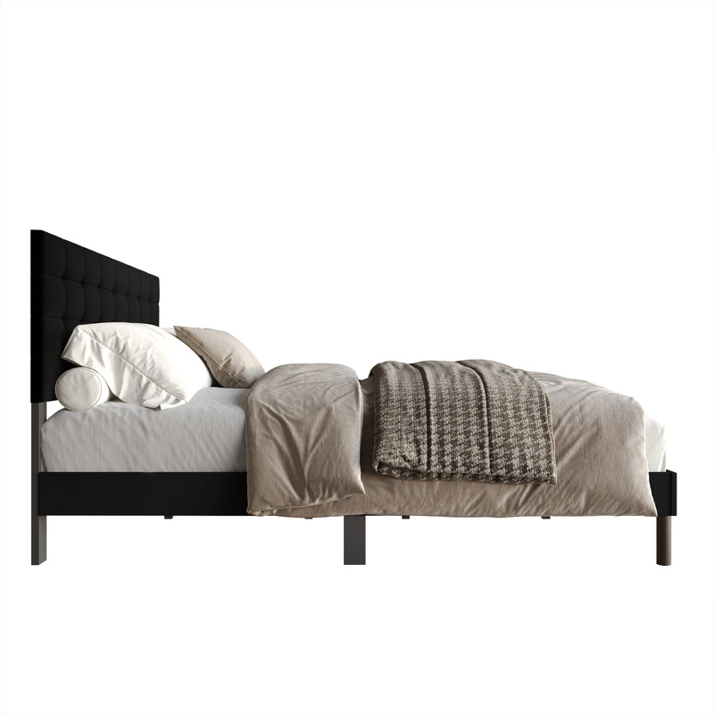Home Design Haines Linen Upholstered Panel Bed Frame