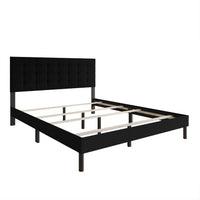 Home Design Haines Linen Upholstered Panel Bed Frame