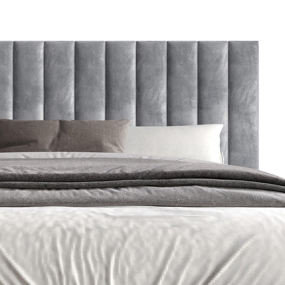 Home Design Sitka Velvet Upholstered Platform Bed Frame