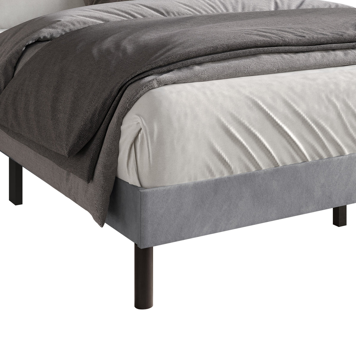 Home Design Sitka Velvet Upholstered Platform Bed Frame