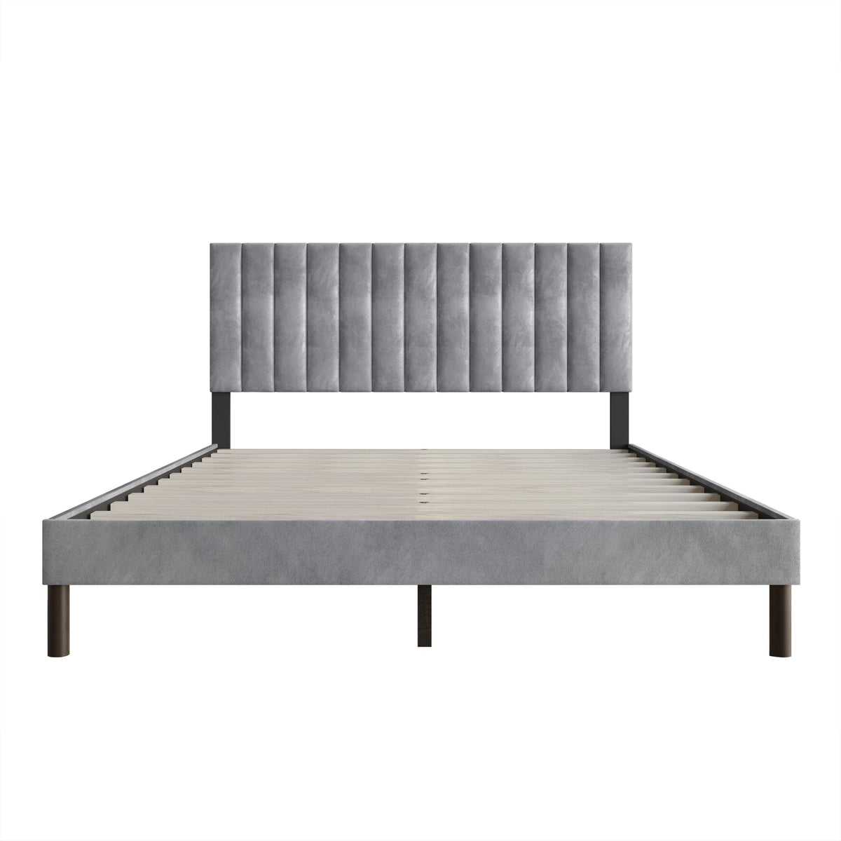 Home Design Sitka Velvet Upholstered Platform Bed Frame