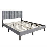 Home Design Sitka Velvet Upholstered Platform Bed Frame