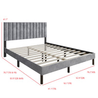 Home Design Sitka Velvet Upholstered Platform Bed Frame
