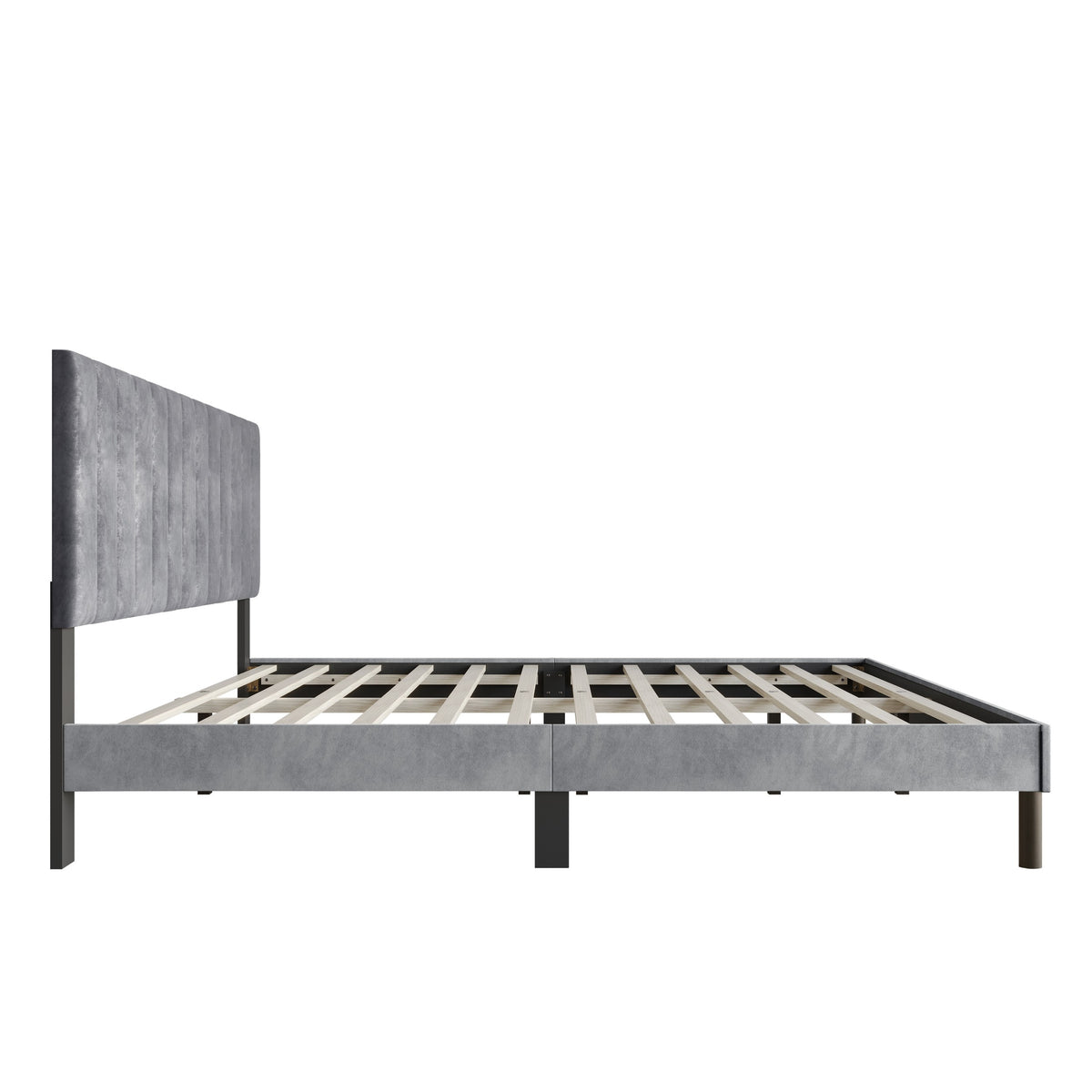 Home Design Sitka Velvet Upholstered Platform Bed Frame