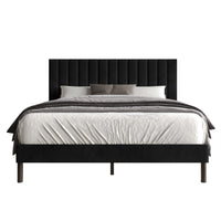 Home Design Sitka Velvet Upholstered Platform Bed Frame