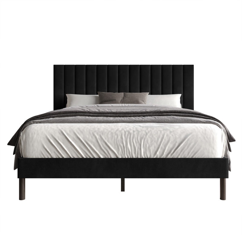 Home Design Sitka Velvet Upholstered Platform Bed Frame