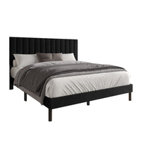 Home Design Sitka Velvet Upholstered Platform Bed Frame
