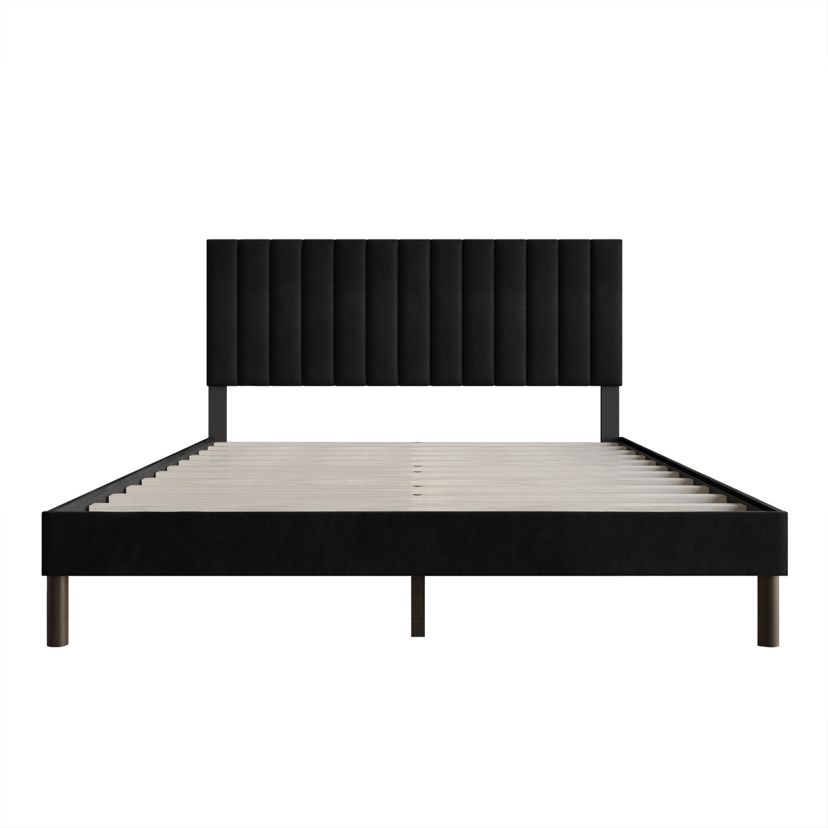 Home Design Sitka Velvet Upholstered Platform Bed Frame