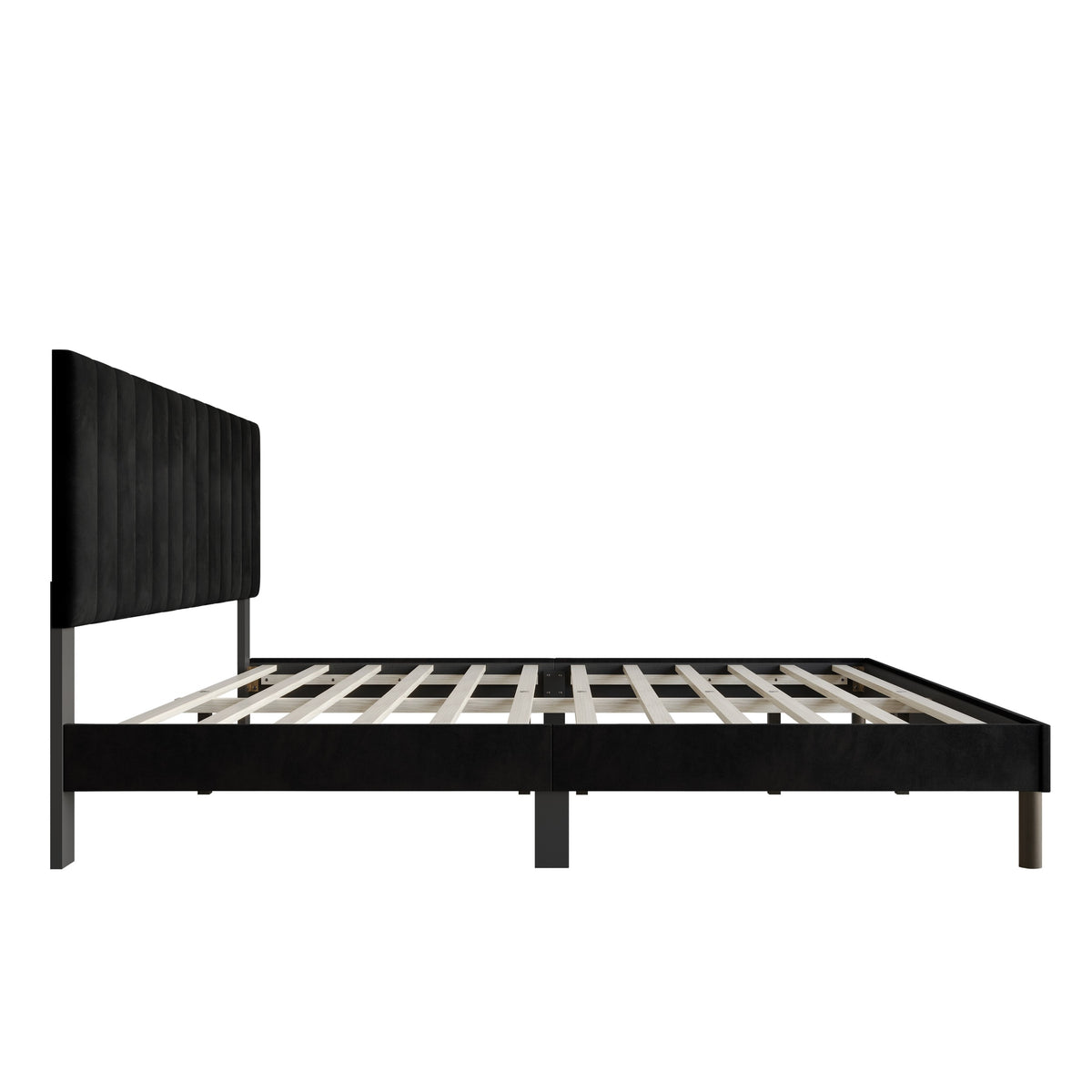 Home Design Sitka Velvet Upholstered Platform Bed Frame