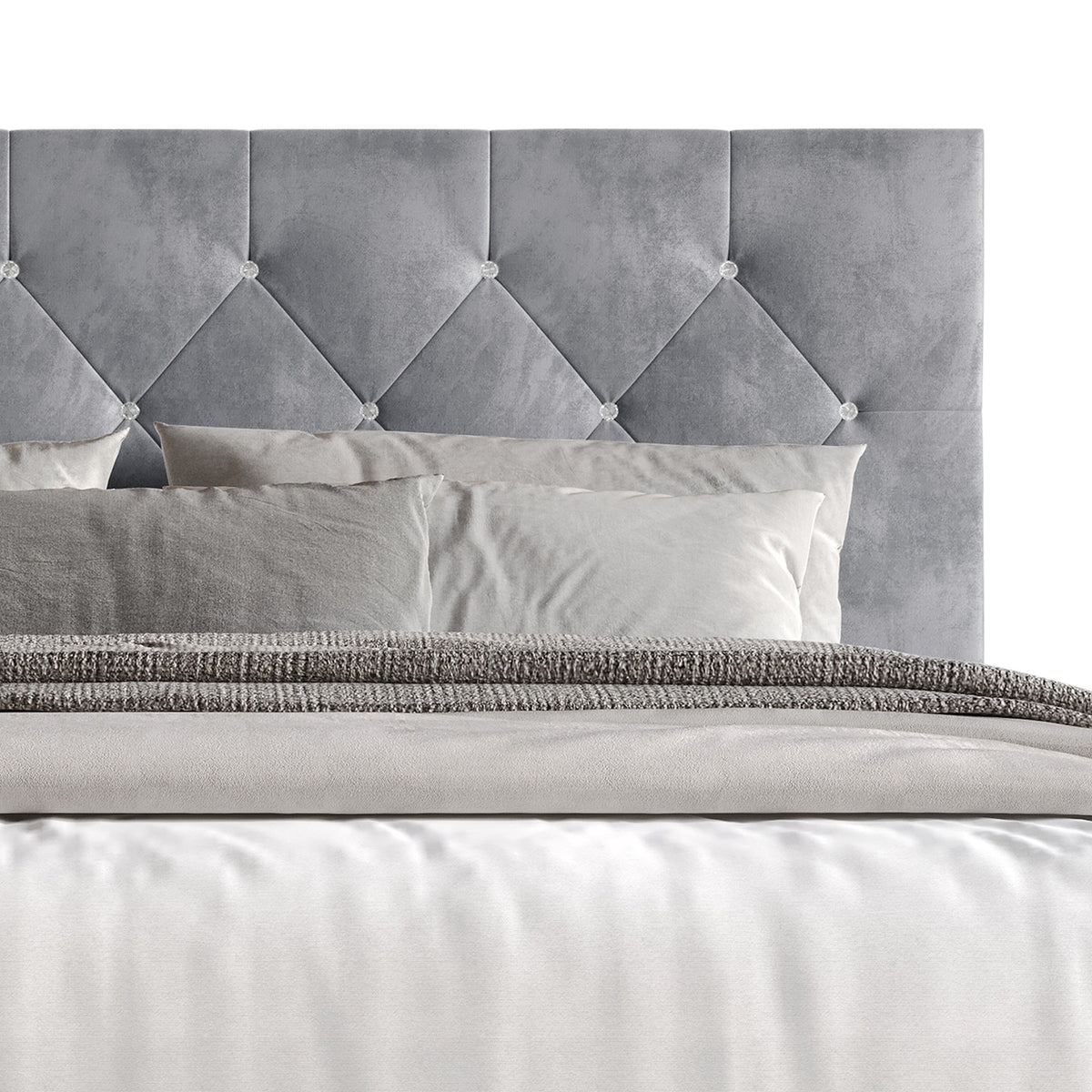 Home Design Groton Tufted Velvet Upholstered Panel Bed Frame