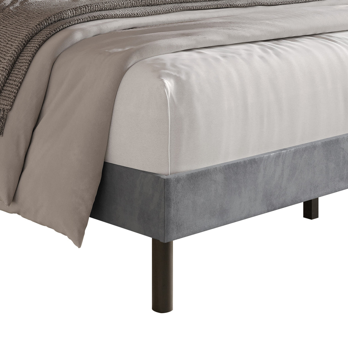 Home Design Groton Tufted Velvet Upholstered Panel Bed Frame