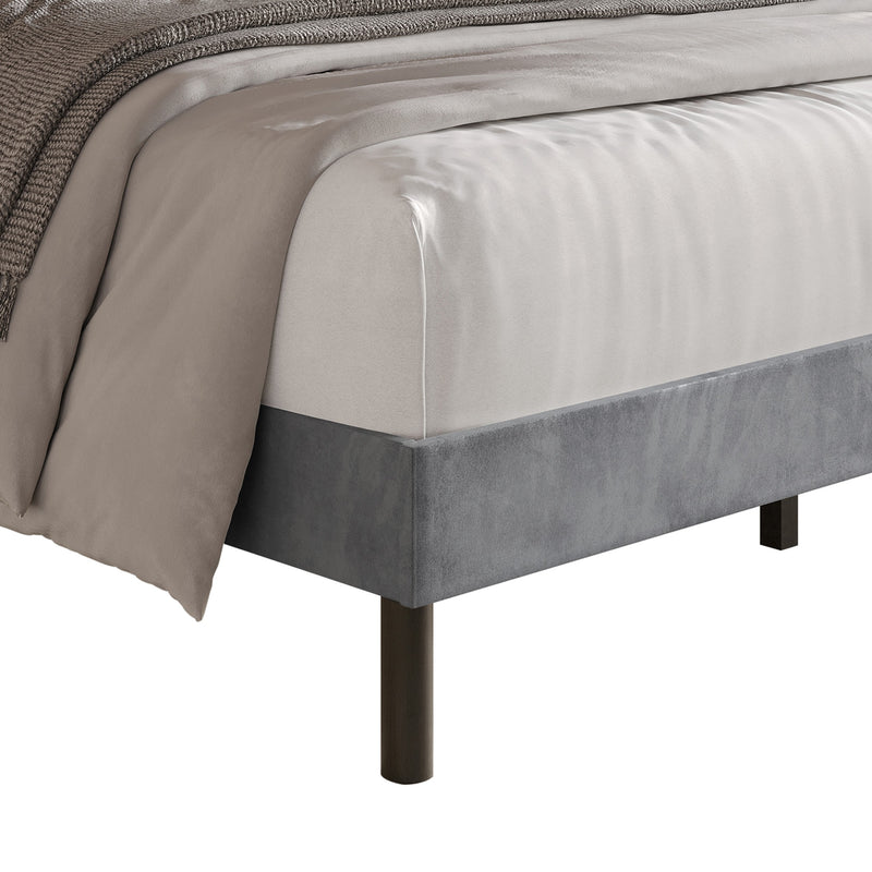 Home Design Groton Tufted Velvet Upholstered Panel Bed Frame