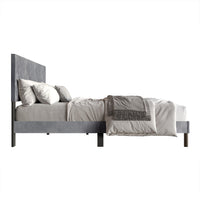 Home Design Groton Tufted Velvet Upholstered Panel Bed Frame
