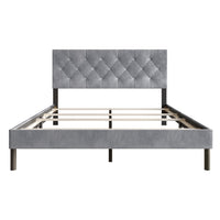 Home Design Groton Tufted Velvet Upholstered Panel Bed Frame