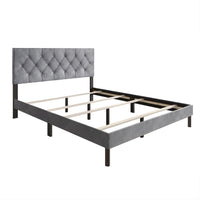 Home Design Groton Tufted Velvet Upholstered Panel Bed Frame