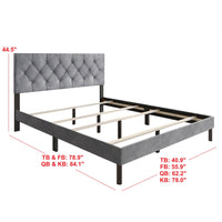 Home Design Groton Tufted Velvet Upholstered Panel Bed Frame