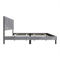 Home Design Groton Tufted Velvet Upholstered Panel Bed Frame