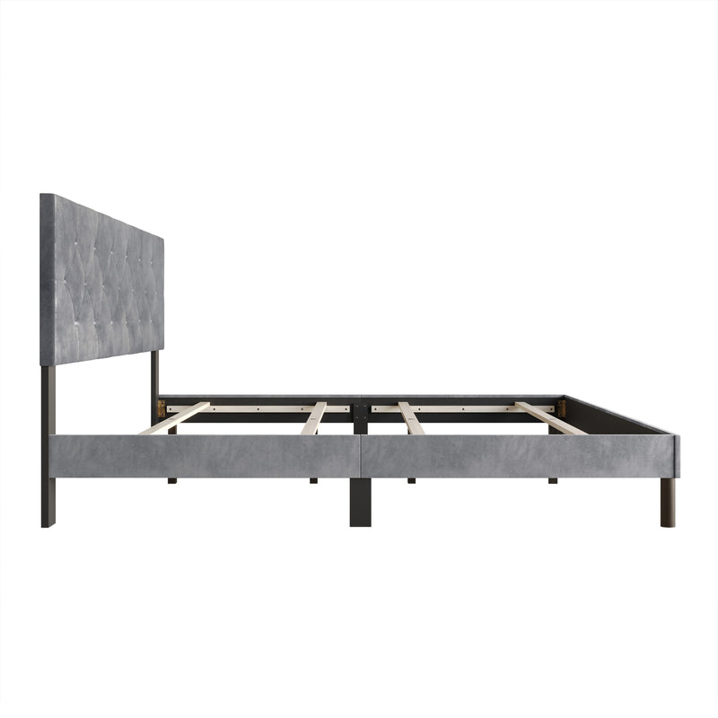 Home Design Groton Tufted Velvet Upholstered Panel Bed Frame