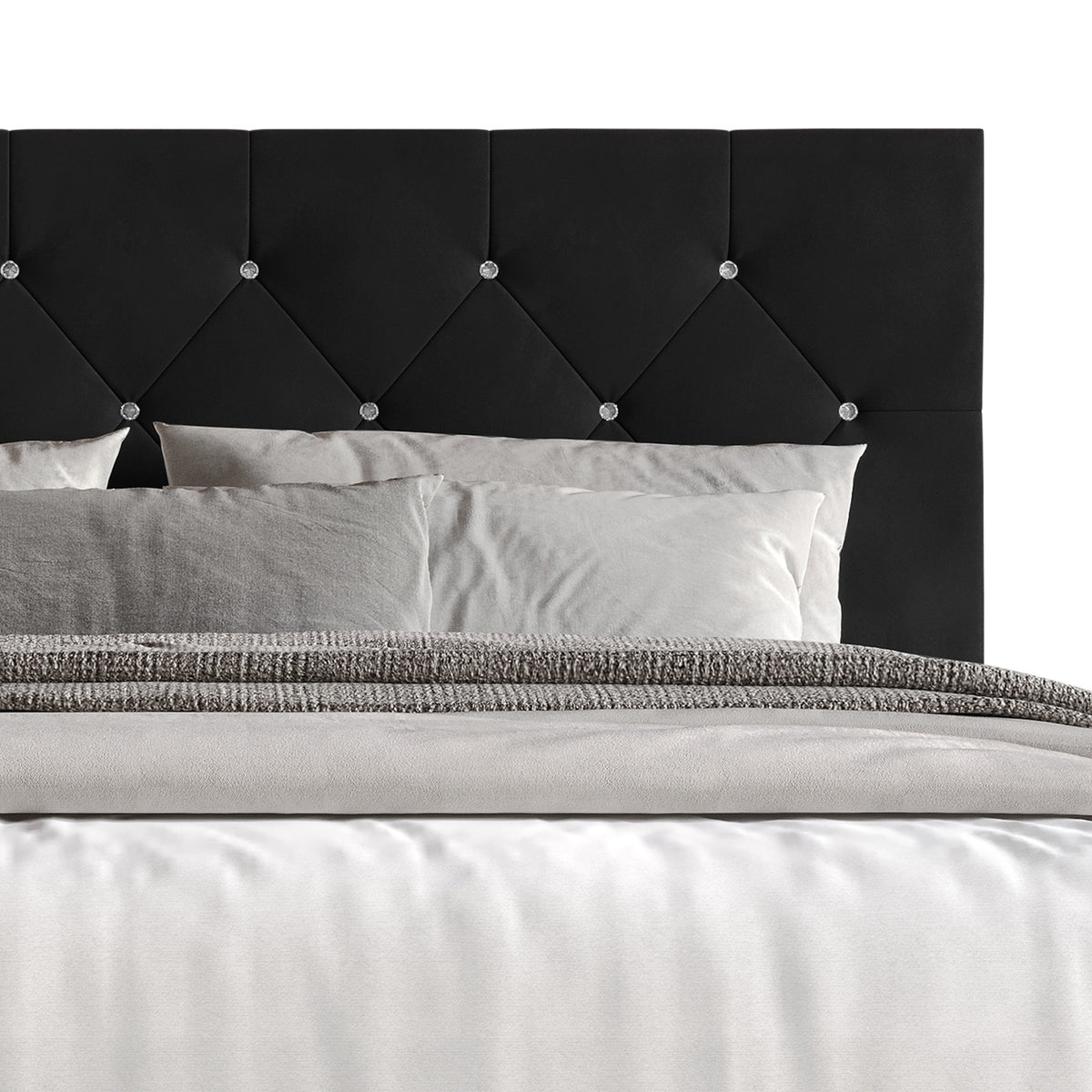 Home Design Groton Tufted Velvet Upholstered Panel Bed Frame