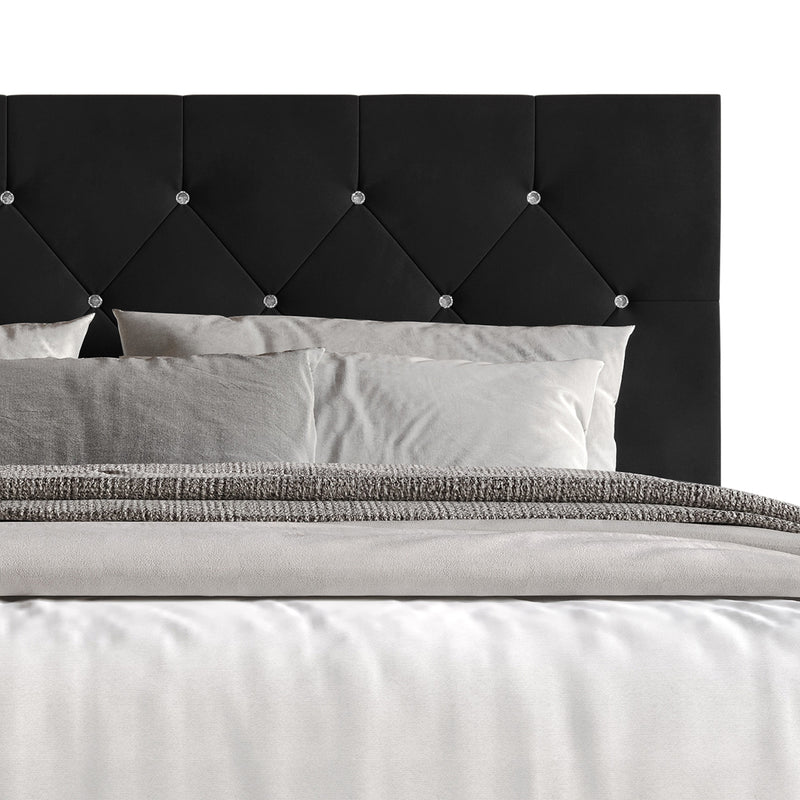 Home Design Groton Tufted Velvet Upholstered Panel Bed Frame
