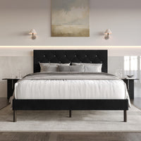 Home Design Groton Tufted Velvet Upholstered Panel Bed Frame