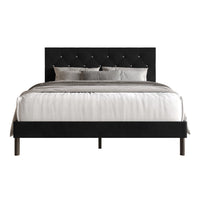 Home Design Groton Tufted Velvet Upholstered Panel Bed Frame