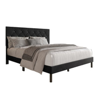 Home Design Groton Tufted Velvet Upholstered Panel Bed Frame