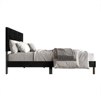 Home Design Groton Tufted Velvet Upholstered Panel Bed Frame