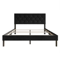 Home Design Groton Tufted Velvet Upholstered Panel Bed Frame