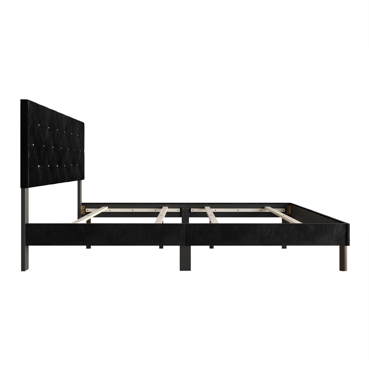 Home Design Groton Tufted Velvet Upholstered Panel Bed Frame