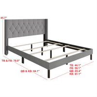 Home Design Cicero Tufted Upholstered Wingback Panel Bed Frame