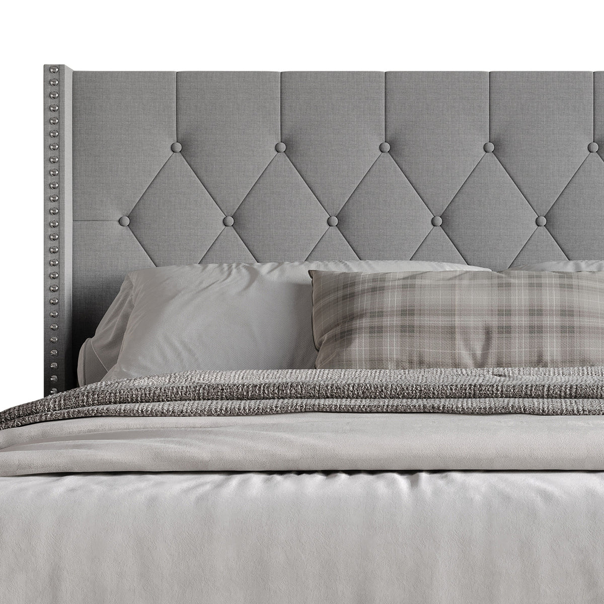Home Design Cicero Tufted Upholstered Wingback Panel Bed Frame