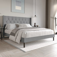 Home Design Cicero Tufted Upholstered Wingback Panel Bed Frame