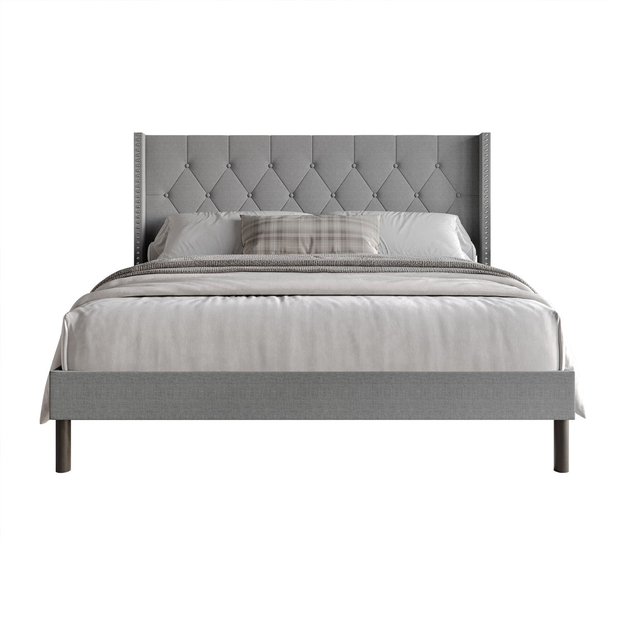 Home Design Cicero Tufted Upholstered Wingback Panel Bed Frame