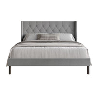 Home Design Cicero Tufted Upholstered Wingback Panel Bed Frame