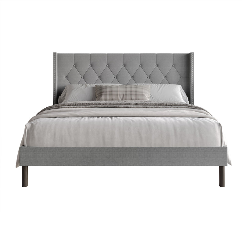 Home Design Cicero Tufted Upholstered Wingback Panel Bed Frame